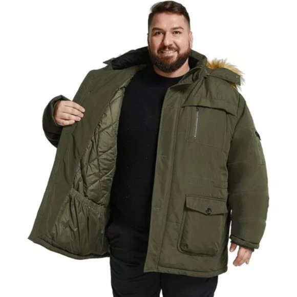 Men's Big and Tall Winter Warm Heavy Hooded Parka Jacket - Picture 4 of 8
